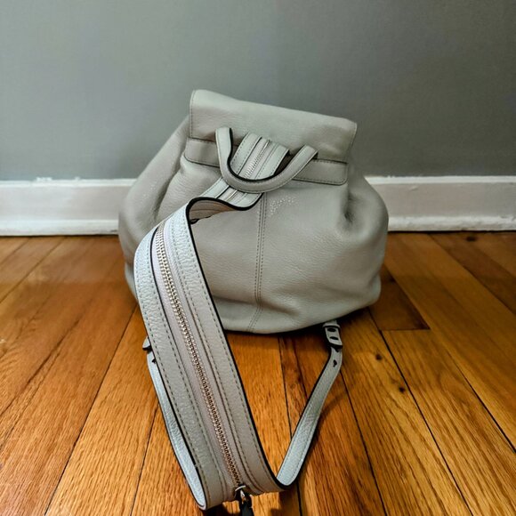 Rebecca Minkoff Bryn Pebbled Leather Backpack Grey Periwinkle Silver Hardware - Picture 3 of 8